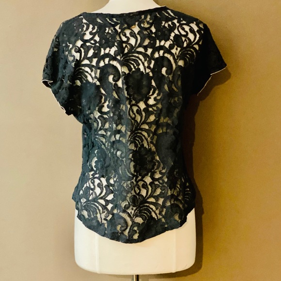 Navy Lace Top by Eyeshadow, Size M - Picture 3 of 4